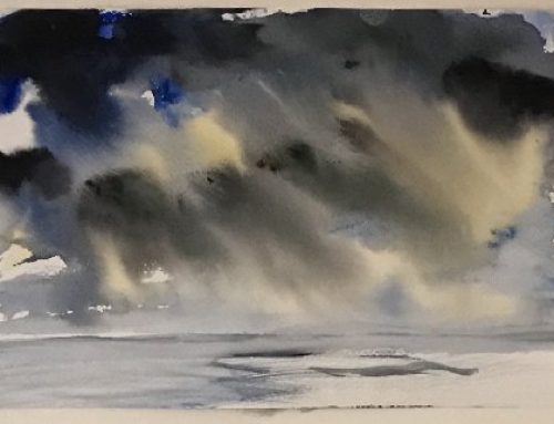 Moving Sky over Martello Bay, Clacton on Sea – A Watercolour Painting