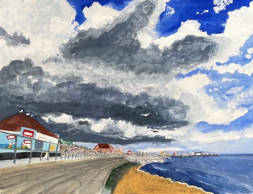 Martello Bay Clacton on Sea – A Moody Sky – A Watercolour Painting