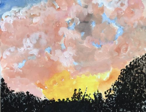 Sunset over Tudor Green, July 3rd 2023, A Watercolour Painting on Canvas