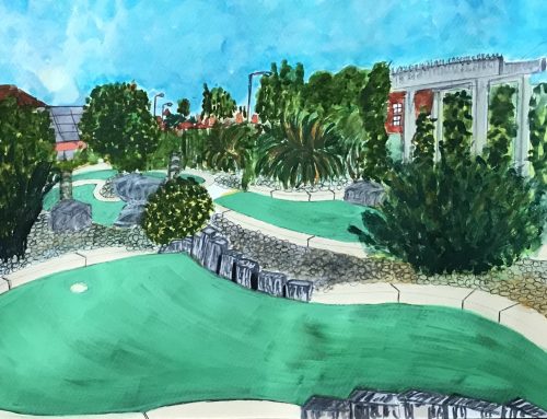 Greensward Cafe, Clacton-on-Sea, Adventure Golf – A Watercolour Painting
